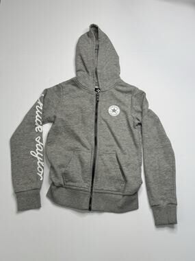 Converse Boy's Size M Medium Gray Zip Up Hooded Sweater Jacket Y2K 8-10